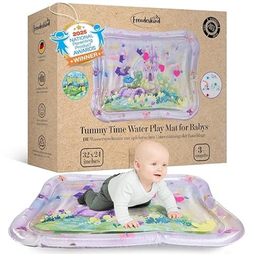 Tummy Time Water Mat for Babies – XXL Sensory Baby Water Play Mat – Award-Winning Infant Activity Mat for Motor Development – Premium, Baby-Safe Water Tummy Time Mat – Construction Site
