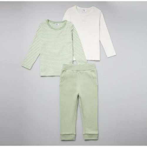 Stellou & Friends Cotton Green and White Unisex 3 Piece Clothing Set for Newborns, Babies and Toddlers, Size: 3-9 months