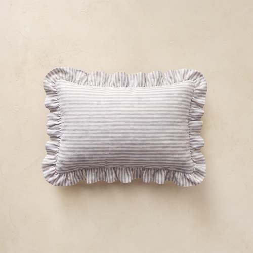 Medium Ruffle Pillow | Finley - Ivory and Sky