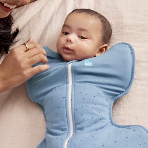 Swaddle Up™ 2.5 TOG Cotton Storm Blue Pebbles - Small