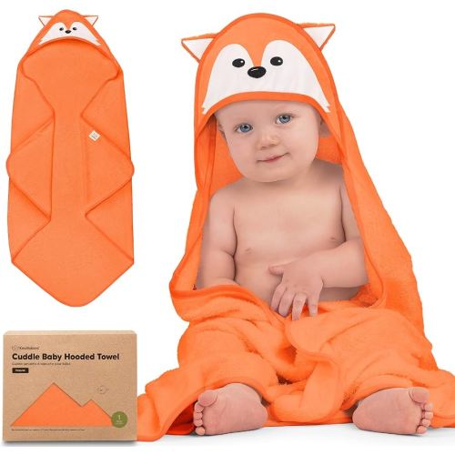 KeaBabies Hooded Baby Towel for Newborn - Viscose Derived from Bamboo Large Baby Bath Towels with Hood for Boys, Girls, Toddler, Extra Absorbent & Soft Newborn Bath Essentials (Fox, Regular)