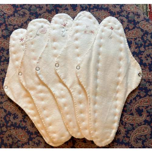 Organic Cotton Postpartum Pads: Heavy Flow Overnight Cloth Pads (5 Count)