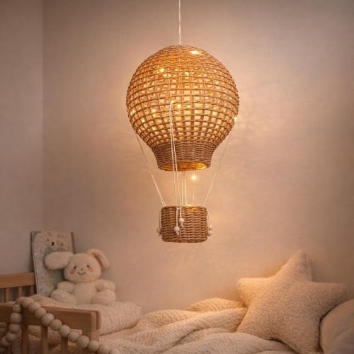 Baby Night Light, Hot Air Balloon Nursery Lamp, Boho Hanging Decor, Baby Shower Gift
