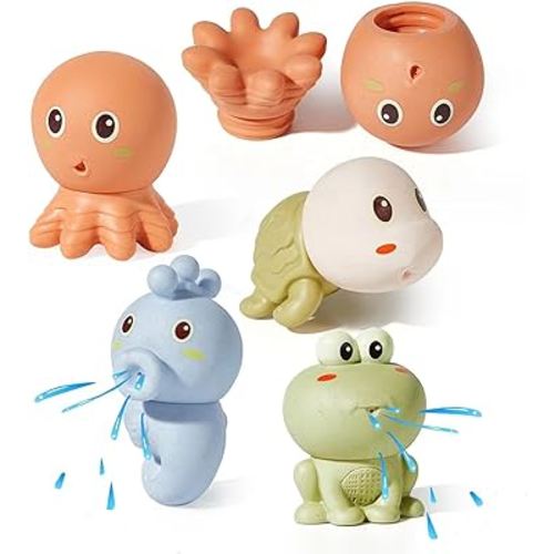 Baby Bath Toys, 4 Pack Bath Toys for Babies 6 - 12 Months, Water Table Accessories Pool Bath Toys for Kids Age 1-3, Infant Toddler Toys Baby Girl Boy Gifts