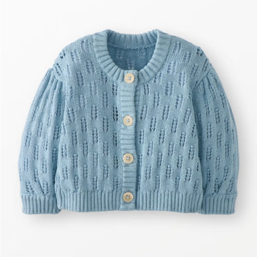 Baby Balloon Sleeve Pointelle Cardigan Sweater