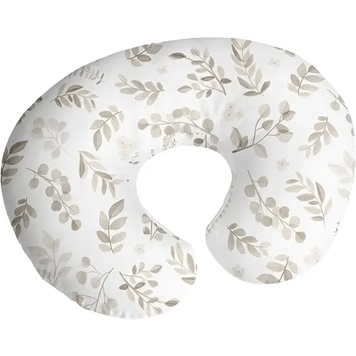 Sweet Jojo Designs Floral Leaf Nursing Pillow Cover Breastfeeding Pillowcase for Newborn Infant Bottle Breast Feeding Pillow NOT Included Ivory Beige Taupe Gender Neutral Boho Bohemian Botanical Leaf