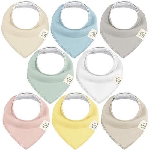 KeaBabies 8pk Organic Baby Bandana Bibs for Drooling and Teething (Dawn) | Super Absorbent, Triangle Baby Drool Bibs for Girls, Boys, 100% Cotton, Extra Soft for Newborn, Infant 0-36 Months