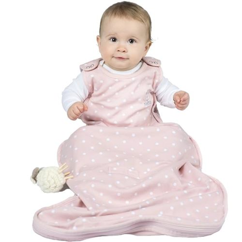 Woolino Merino Wool & Organic Cotton Baby Sleep Sack 2-24 Months – Ultimate 4-Season Baby Sleeping Bag, Universal Size Wearable Blanket, 2-Way Zipper & Adjustable Fit, Year-Round Use - Rose