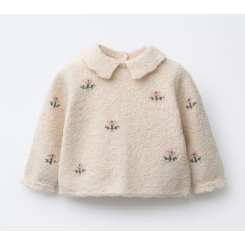 FLORAL EMBROIDERY KNIT SWEATER - Light beige | ZARA United States