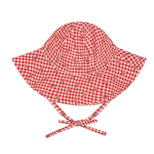 baby cranberry gingham sun hat
