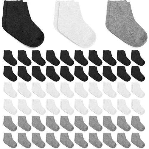 63 Pairs Infant Newborn Socks Bulk Breathable Cotton Baby Unisex Socks Low Cut Stretch for Toddler Girls Boys Baby Showers Birthday Parties