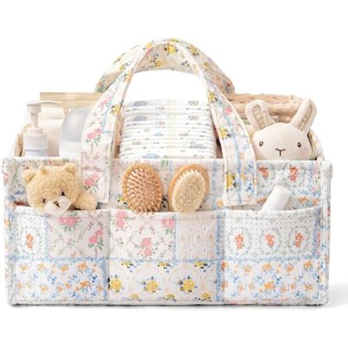 Baby Diaper Caddy Organizer with Handles, Portable Nursery Storage Basket