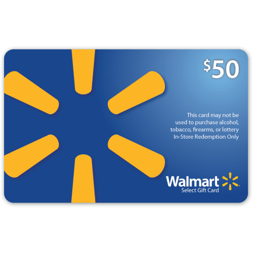Charitable $50 Walmart Gift Card (Alcohol/Tobacco/Lottery/Firearms Prohibited)
