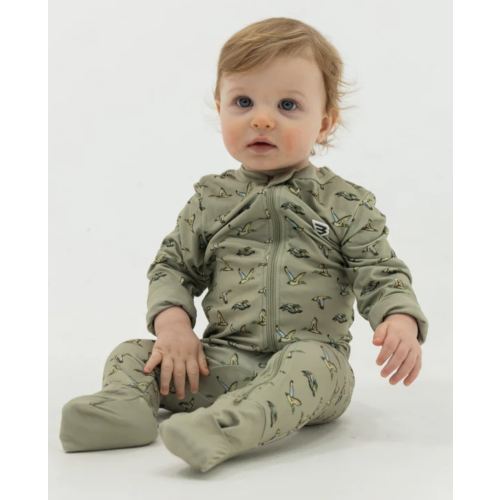 Flying Ducks Baby Zip Up - Green | Hunting Gift | BURLEBO