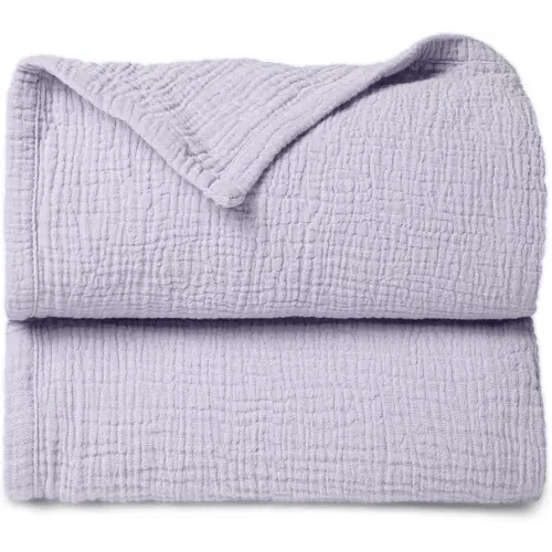 lulumoon Muslin Quilt Blanket, Crib Blanket for Baby and Toddler,47x47 Inches(Purple)
