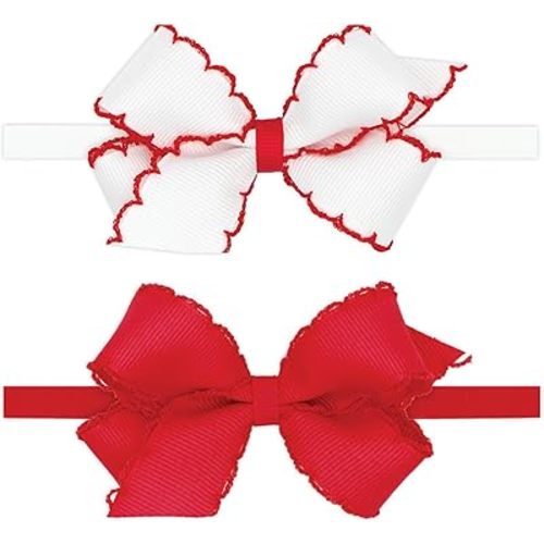 Wee Ones Moonstitch Grosgrain Bows on Skinny Nylon Band (MINI)