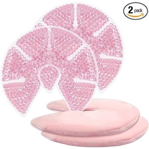 Hot/Cold Breast Gel Ice Packs Breast Cooling/Heat Pads Relief for Breastfeeding, Nursing Pain, Mastitis, Engorgement, Swelling, Plugged Ducts | Boost Milk Let-Down & Production,2 Pack (Pink)