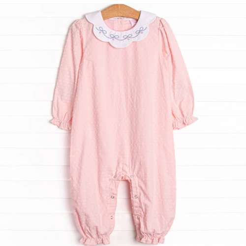 Ribbons and Roses Embroidered Romper, Pink – Stitchy Fish