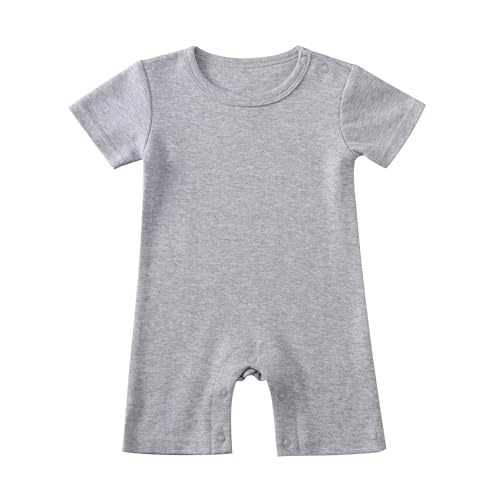 FITFIFTH POD Newborn Short Sleeve Romper Solid Jumpsuit Cotton Infant Clothes Baby Girl Boy One-Piece Outfit 0-12 Months