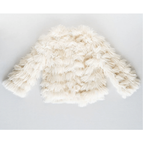Fatima Faux Shag Layered Jacket - White - Bailey's Blossoms