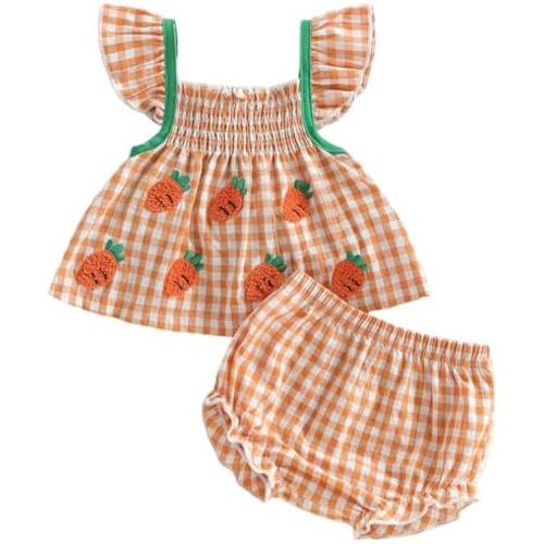 Mubineo Baby Girl Summer Clothes Cute Ruffle Tops Dress Shorts Outfits Set Infant Toddler Shrit Bloomers Princess Outfit