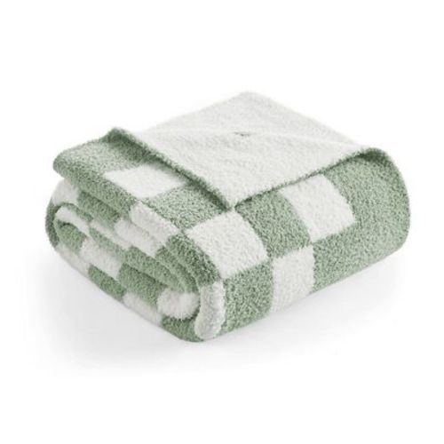 Snuggle Sac Checkered Throw Blanket Reversible Knitted Throw