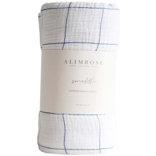Muslin Swaddle Grid Navy