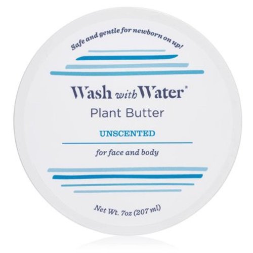 Wash With Water Plant Body Butter (Unscented), Vegan Healing Ointment Cream for Dry & Sensitive Skin, 7 oz Tub