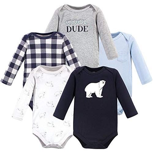 Hudson Baby Unisex Baby Cotton Long-sleeve Bodysuits, Polar Bear (3-6 Months)