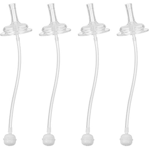 BESTonZON 4pcs Bottle Straws, Drinking Bottle Straw Feeding Bottle Milk Water Sucker Silicone Feeding Cup Straws, Wide Mouth Bottle Silicone Straw Bottle Straw Replacement No Leakage Drinking Tools
