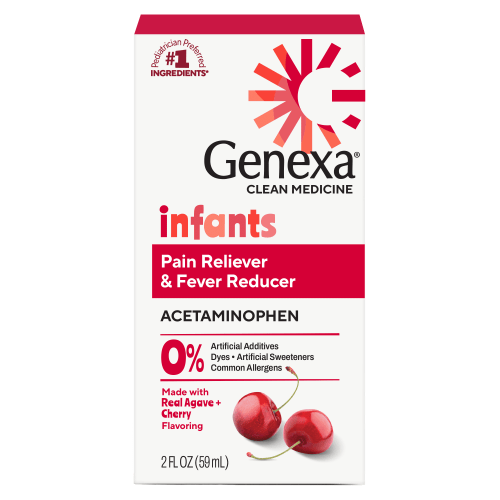 Genexa Infants Clean Pain & Fever Acetaminophen, Dye Free, Organic Cherry, 2 fl oz