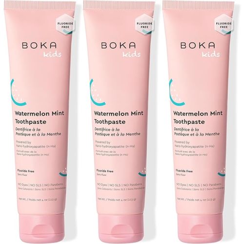 Boka Fluoride Free Toothpaste Nano Hydroxyapatite Toothpaste - Watermelon Mint Flavor, 4 oz 1Pk US Manufactured (Pack of 2)