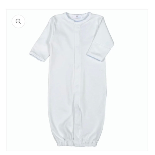 Baby Loren White Converter Gown- Blue Picot Trim – Littles on 5th