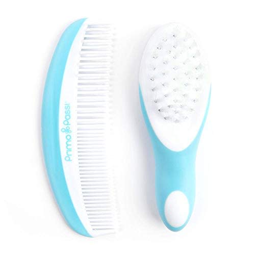 Primo Passi - Comb and Brush Set | Baby Hair Brush and Comb Set for Newborns and Toddlers, Baby Girl and Baby Boy (Blue)