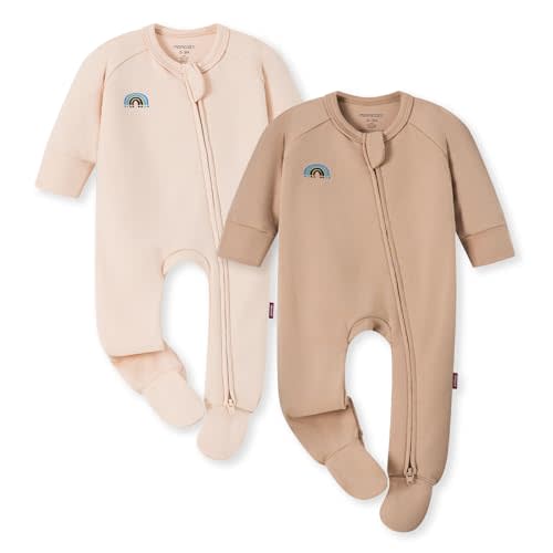 Momcozy Baby Pajamas with Temp-Sensing Label, 0-24M Footed Onesie Sleepers, Soft Romper for Newborns & Toddlers
