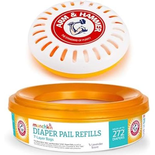 A&H Puck Baking Soda Cartridge And A&H Diaper Pail Refill Ring Holds up to 272 Newborn Diapers, 1 PackOdor Eliminator Cartridges Lavender Scent, Baking Soda Puck, Diaper Pail Deodorizer