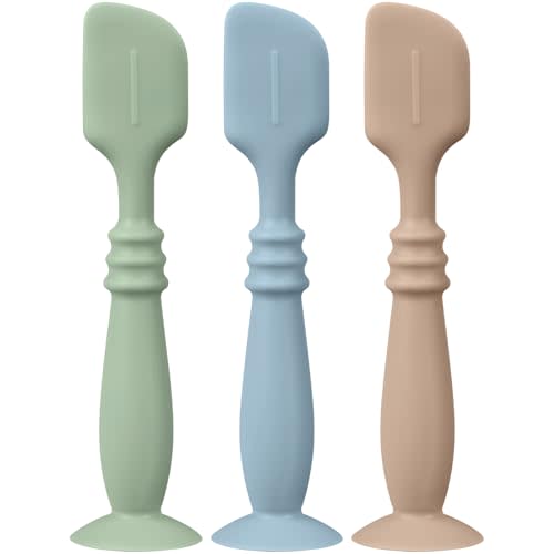 3 Packs Silicone Diaper Cream Applicator with Suction Base, Diaper Cream Spatula Applicator for Babies, Soft Silicone Diaper Cream Brush (Sage/Ether/Natural)