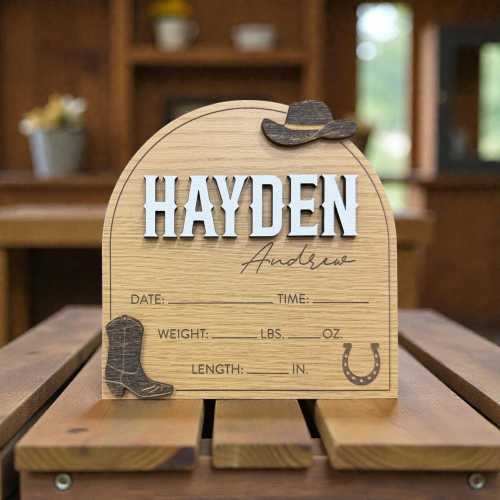 Western Baby Announcement Sign | Personalized Nursery Decor