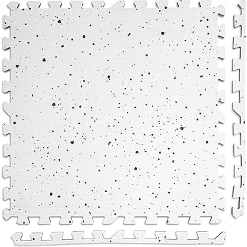 Play Platoon Non-Toxic Large Kids Play Mats for Floors, 9 Tile 72 x 72 inch - Extra-Thick Interlocking Comfortable Cushioned 24 x 24 in. Puzzle Mat with Border, Neutral Playmat Rug for Toddlers