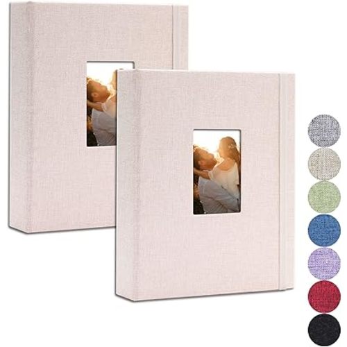 Vienrose Mini Polaroid Photo Album Book 208 Photos 2x3 Inch Pictures for Fujifilm Instax Mini 7s 8 9 11 25 26 40 50s 90 Evo Z2300 Instant Camera, Polaroid Snap Beige 2 Pack