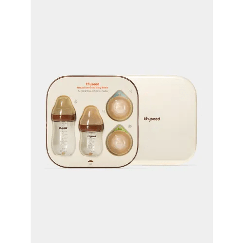 Thyseed Anti-Colic Glass Baby Bottle 0-6M Foundation Set