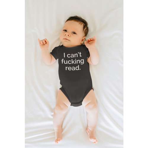 Baby onesie gag gift Parent gift Baby bodysuit I can't f*cking read Baby shower gift baby christmas funny shirt new parent gift for parents
