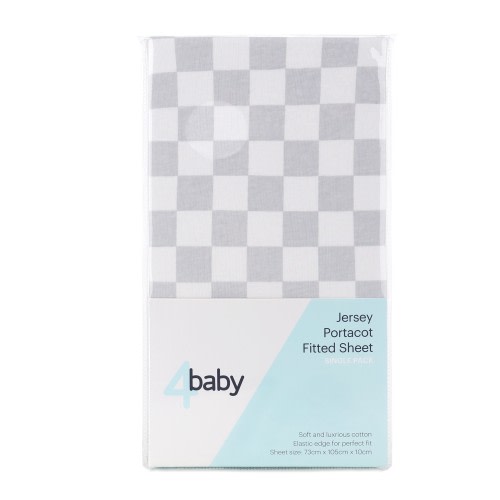4baby Portacot Fitted Sheet Check Blue