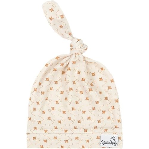 Copper Pearl Baby Beanie Hat Top Knot Stretchy Soft Hunnie