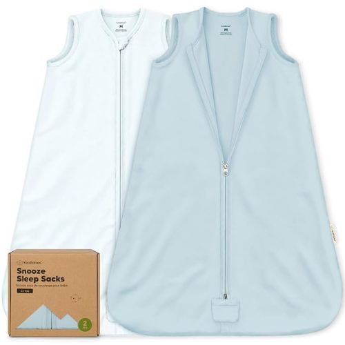 2-Pack Baby Sleep Sacks, Zipper Wearable Blanket,100% Cotton (Glacier, M) | Soft 100% Organic Cotton 0.5TOG, Lightweight Toddler Sleeping Sack 6-12 months, Easy to Wear Newborn Transition Swaddles Sack