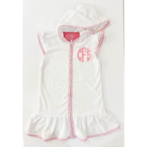 Girls Monogrammed Terry Cloth Hooded Beach Cover-Up
