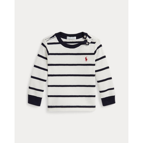 Striped Waffle Cotton Long-Sleeve Tee