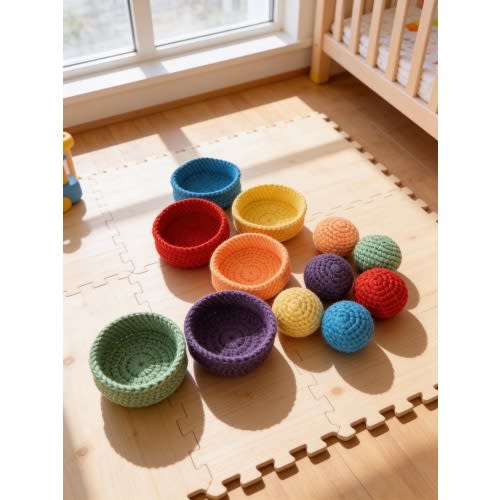 Crochet Color Sorting Toy | Montessori Matching Game | Handmade Baby Toy | Toddler Learning Activity | Quiet Play | Nursery Decor