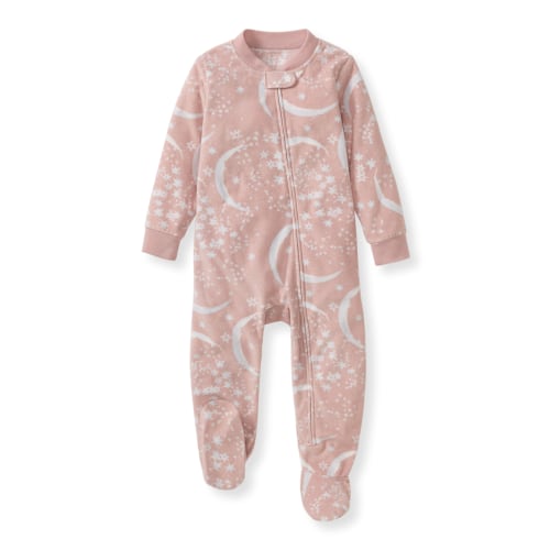 Celestial Moon polarbee™ Repreve® Fleece Pajamas - Organic Rose – Burt's Bees Baby