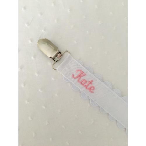 Ric Rac Monogrammed Pacifier Clip Holder Embroidered Name